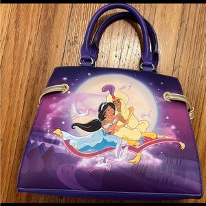 Disney Loungefly Purple Satchel with Aladdin and Jasmine